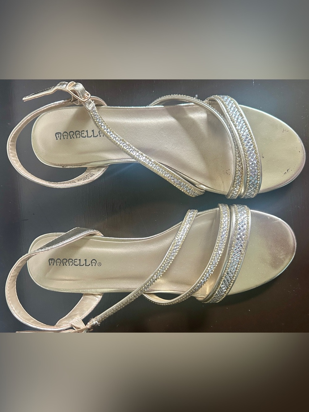 MARELLA Gold Rhinestone Evening Heels